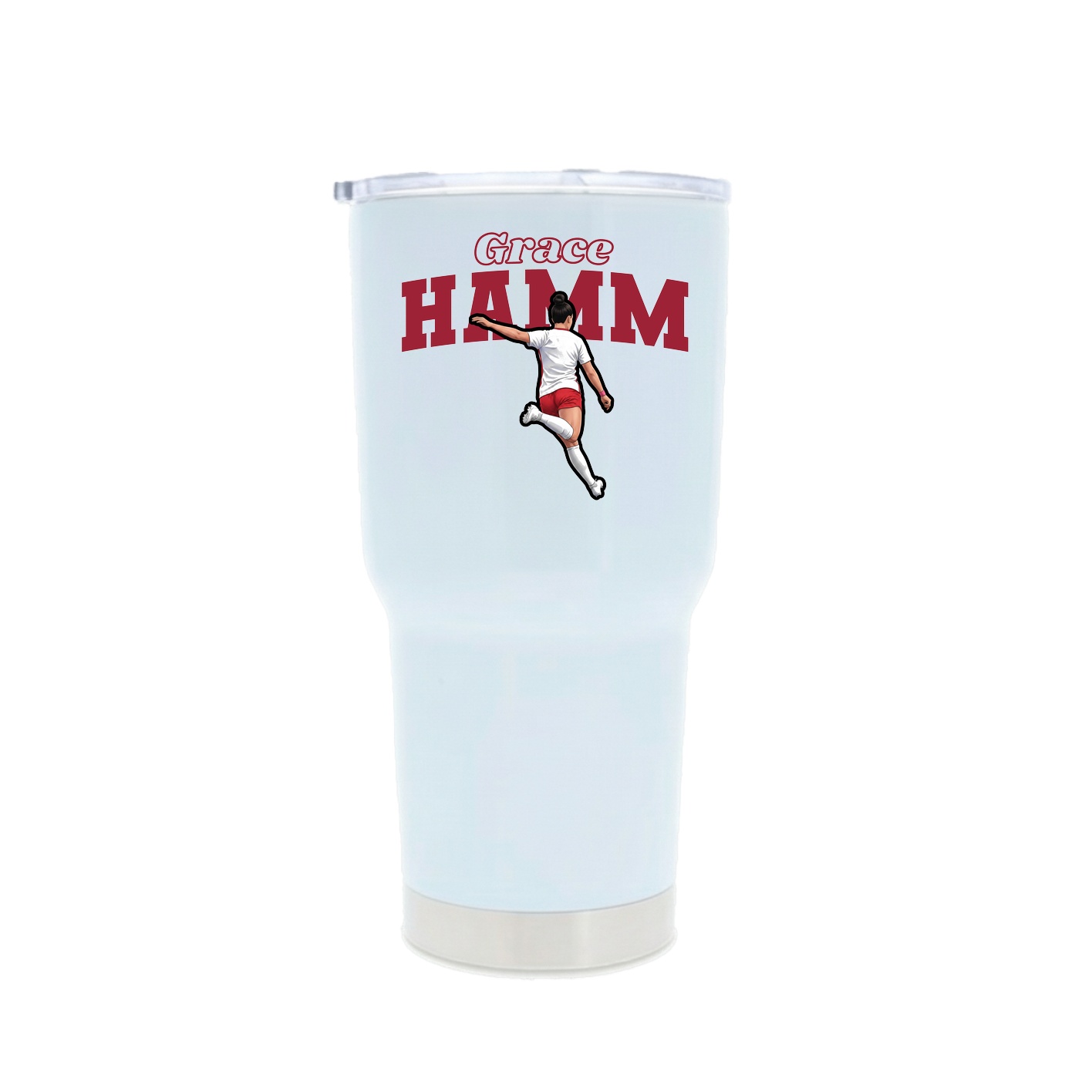 30oz Stainless Steel Tumbler — Name Arch in White