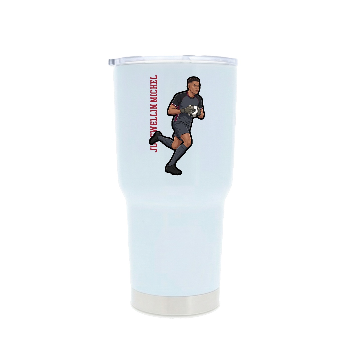 30oz Stainless Steel Tumbler — Name Vertical in White