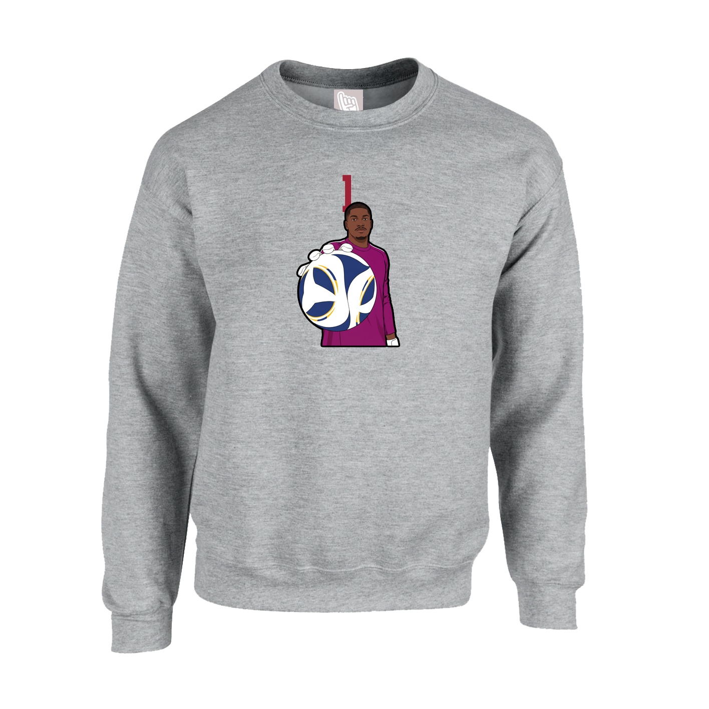 Fleece Crew — Number Top in Grey