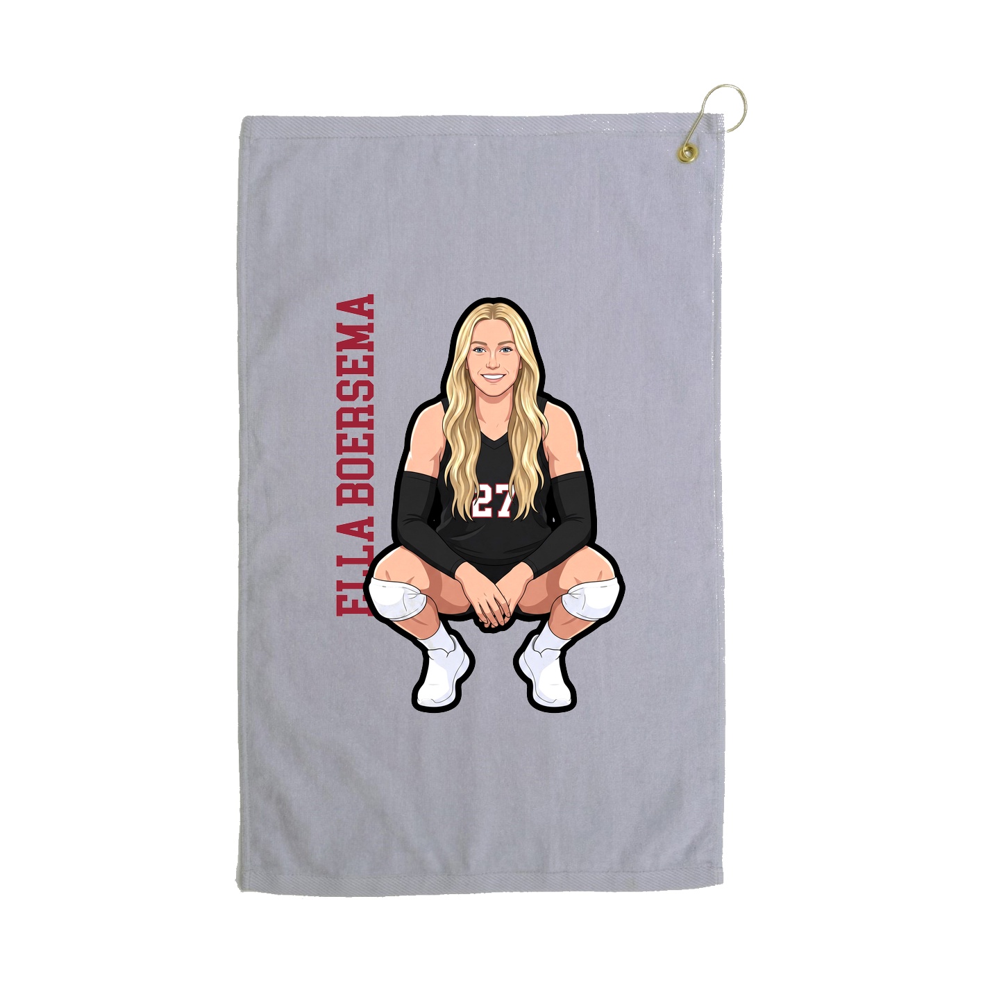 Golf Towel — Name Vertical in Grey
