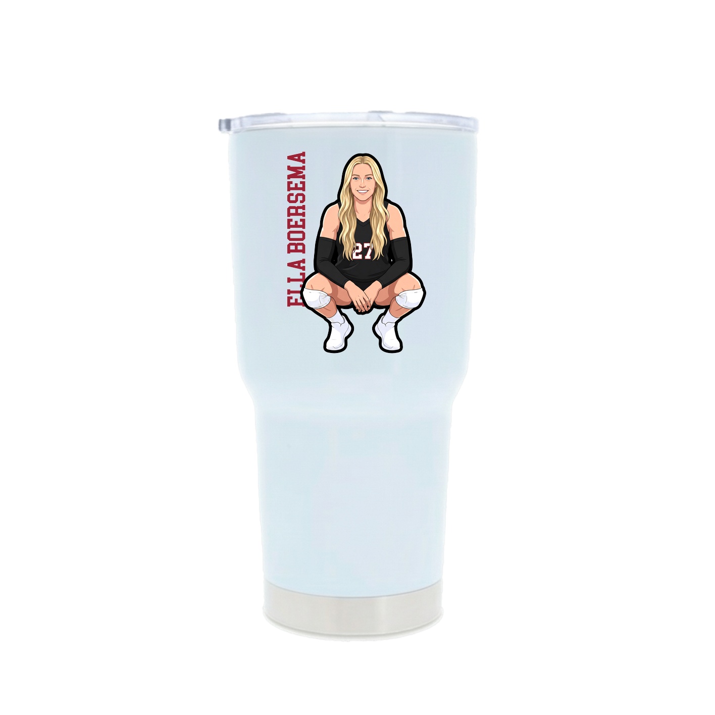 30oz Stainless Steel Tumbler — Name Vertical in White