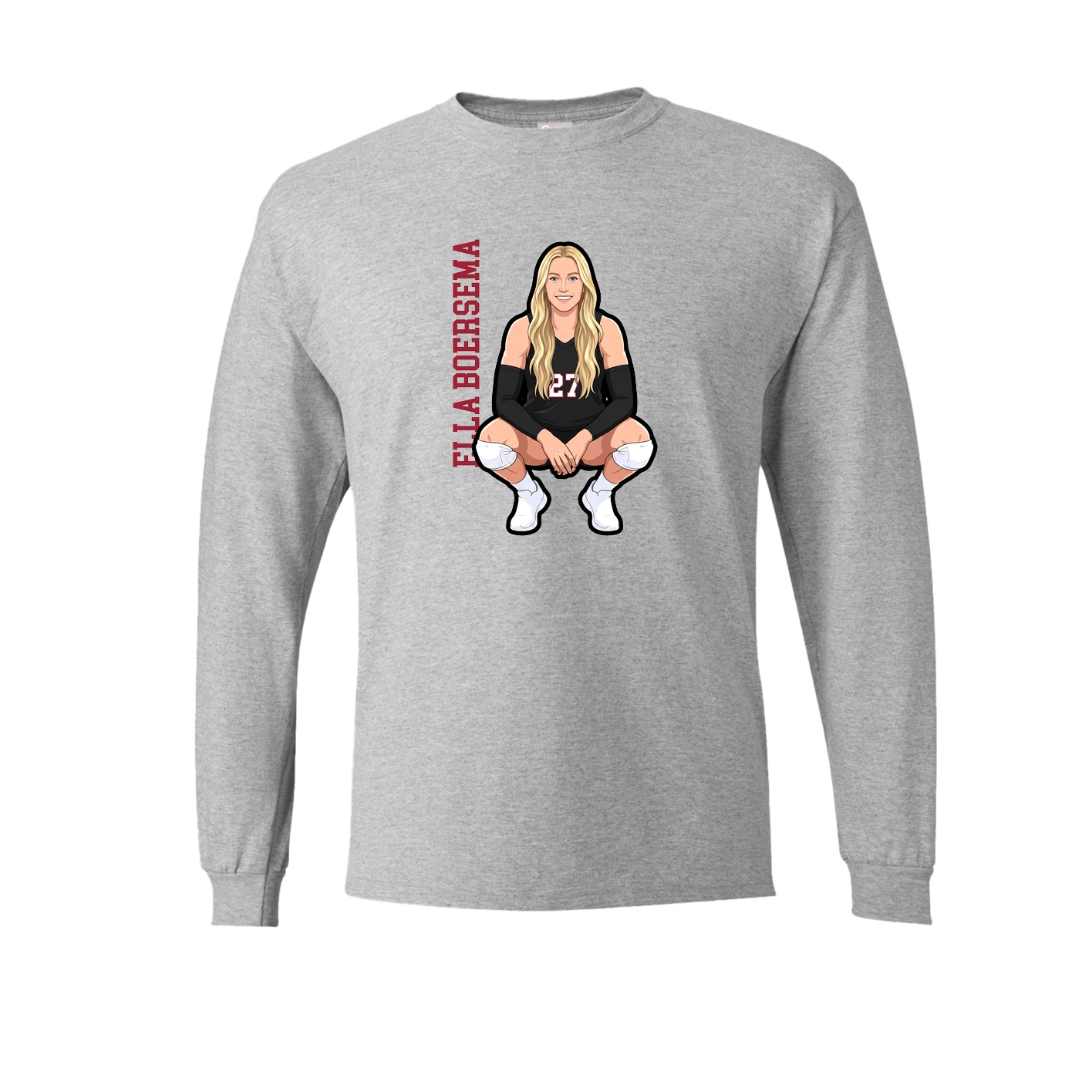 Long Sleeve Tee — Name Vertical in Grey