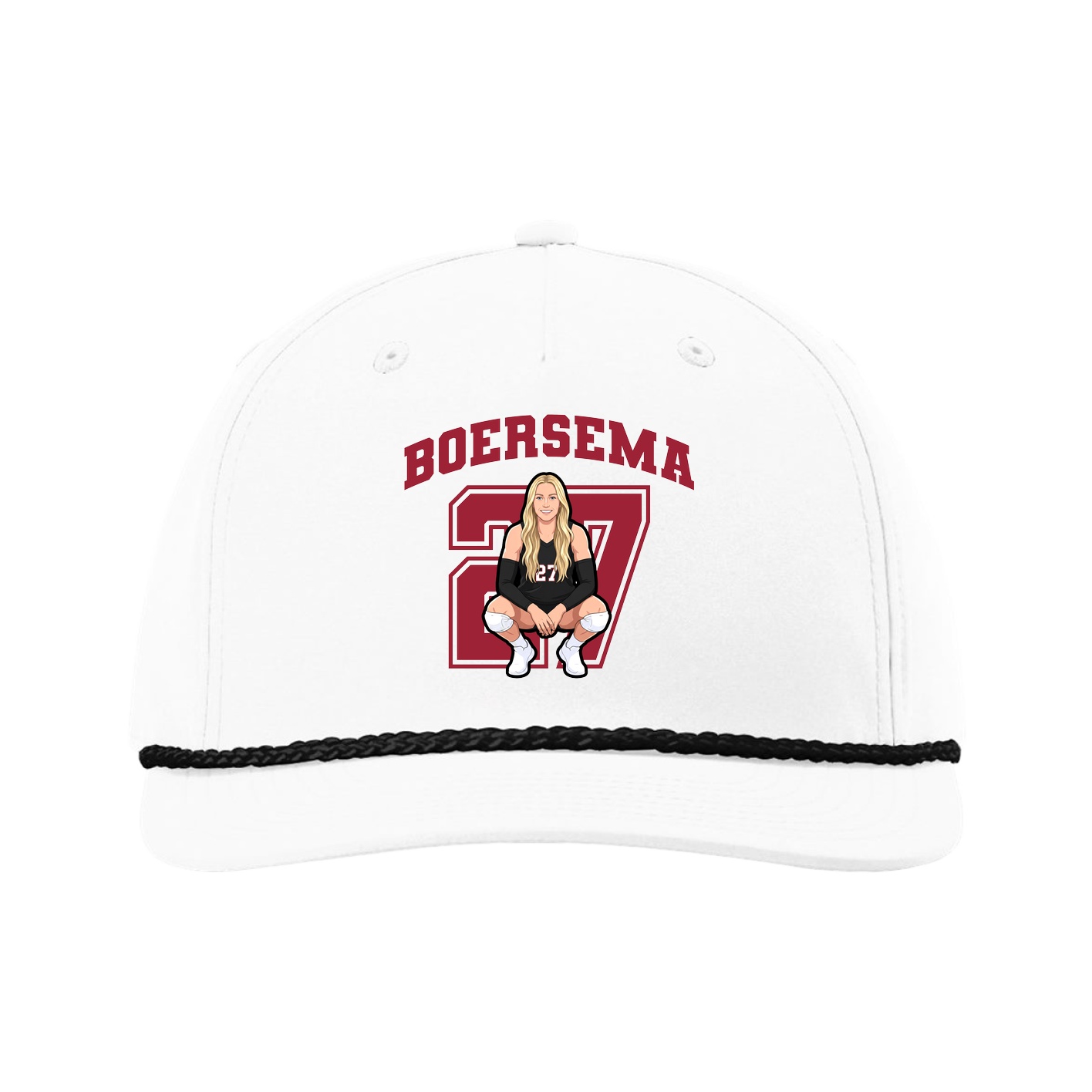 Five-Panel Classic Rope Cap — Number in White