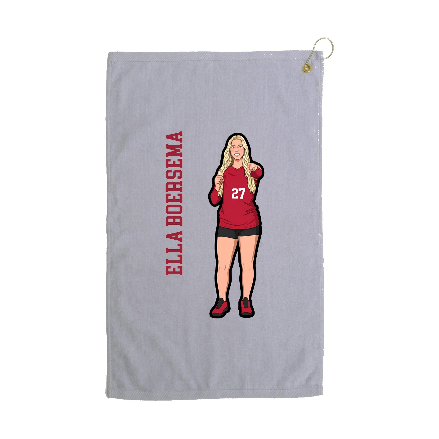 Golf Towel — Name Vertical in Grey