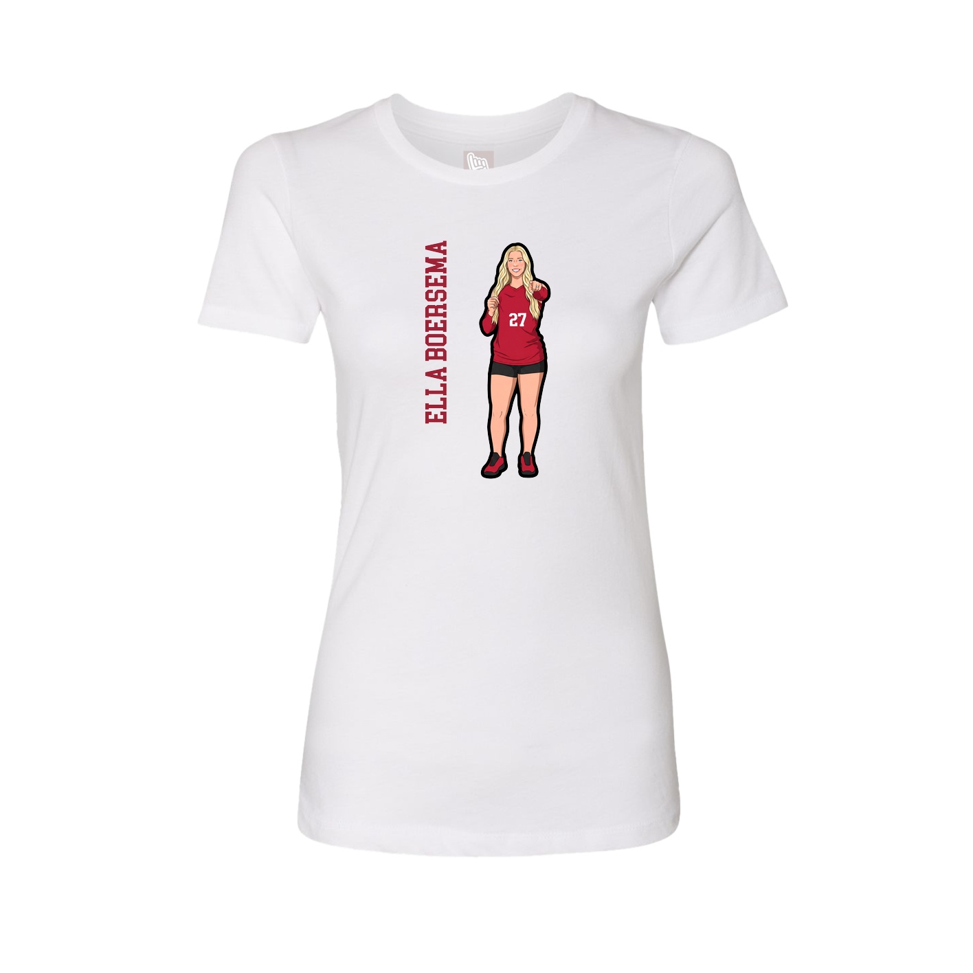 Fitted Women's Tee — Name Vertical in White