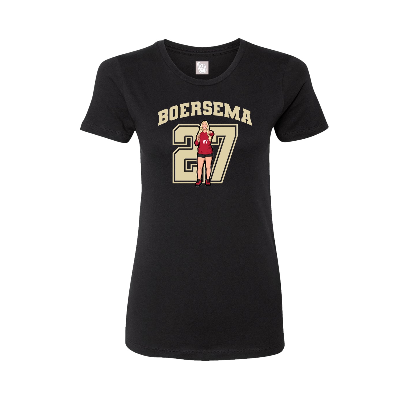 Fitted Women's Tee — Number in Black