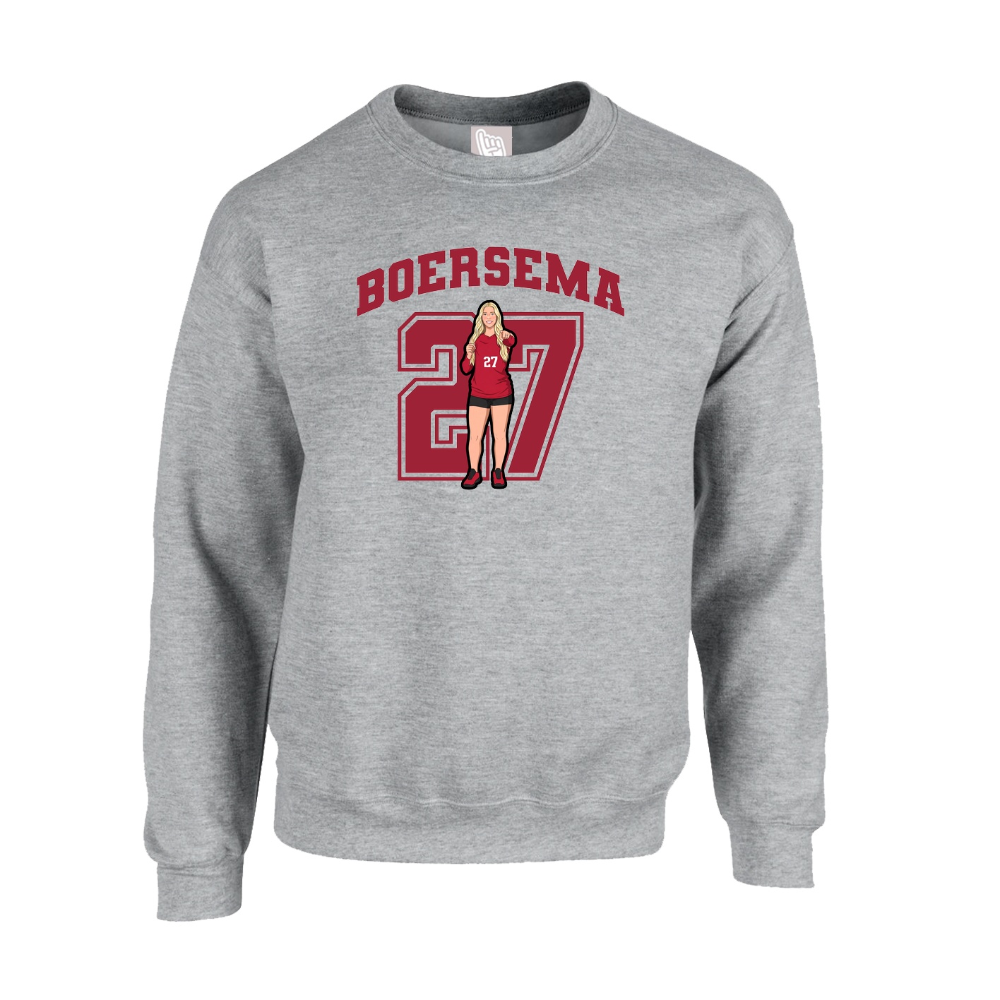 Fleece Crew — Number in Grey