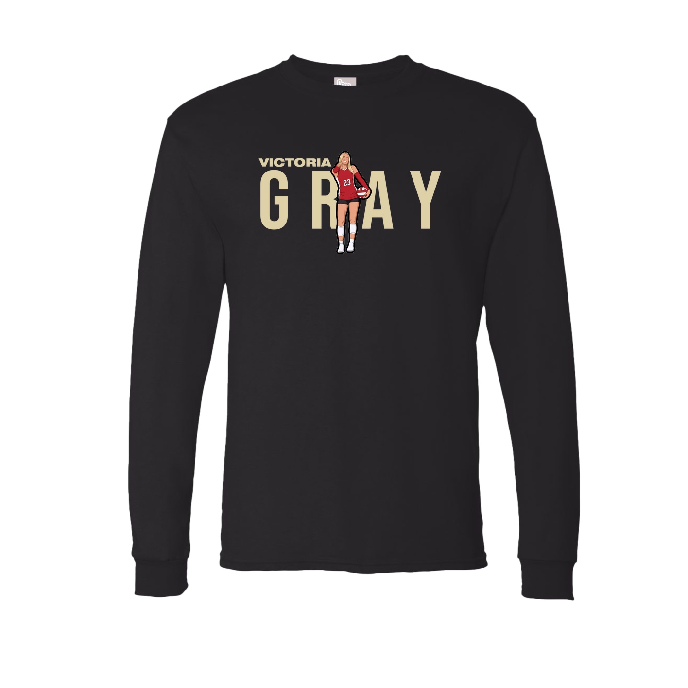Long Sleeve Tee — Player Name in Black