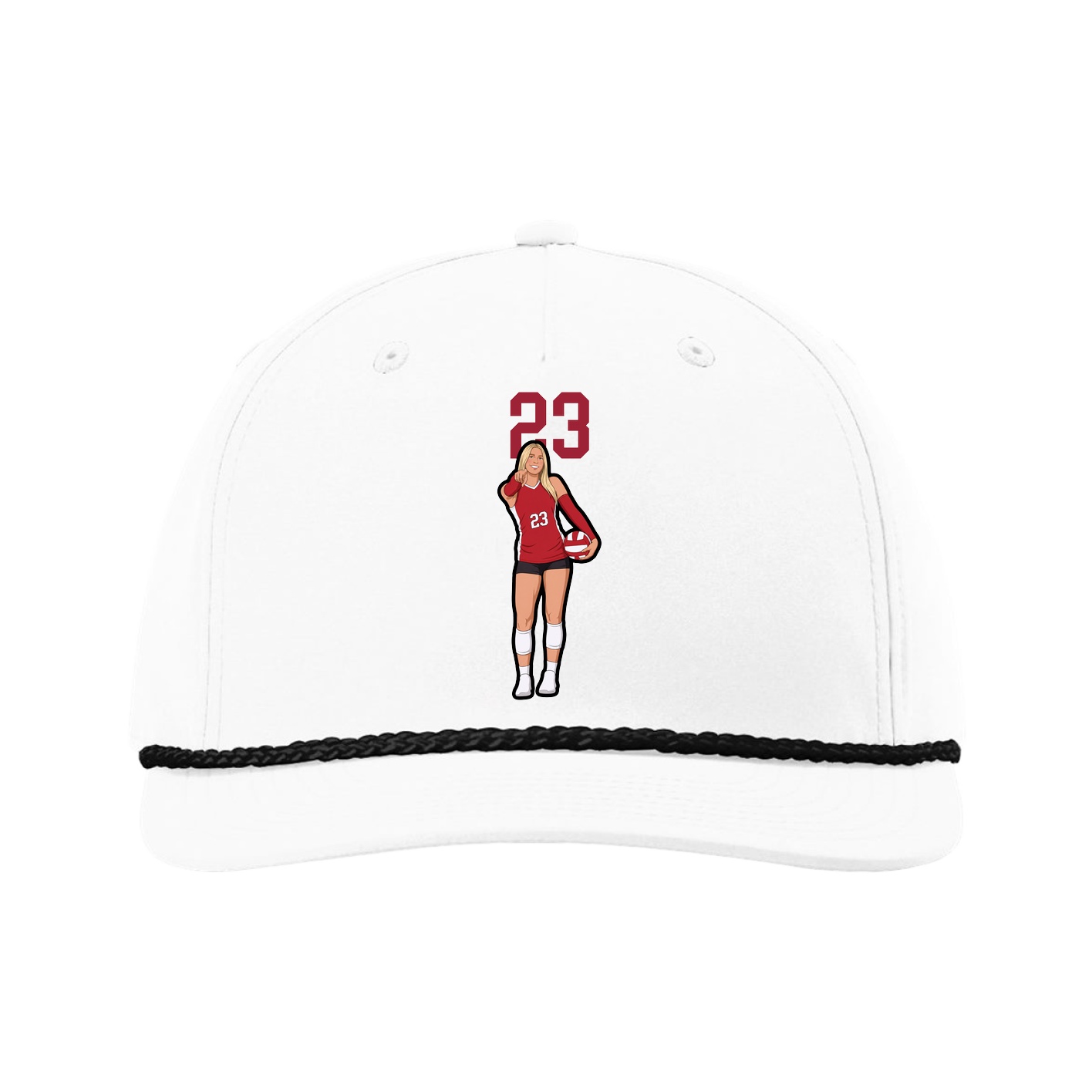 Five-Panel Classic Rope Cap — Number Top in White
