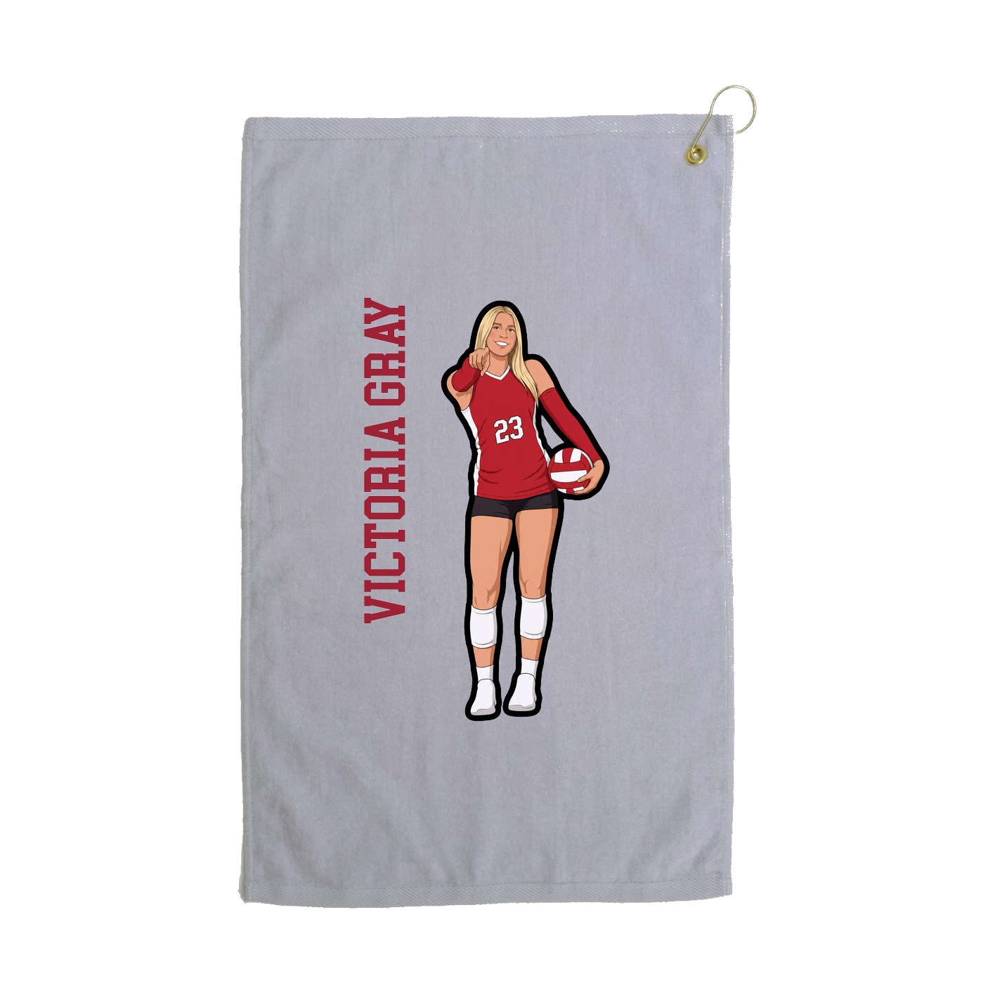Golf Towel — Name Vertical in Grey