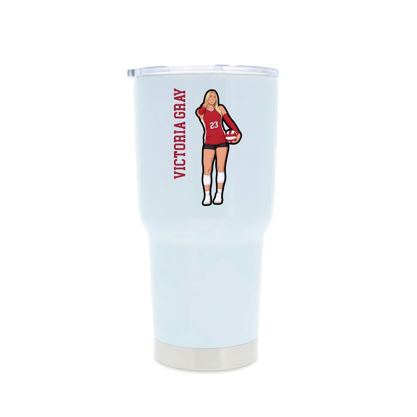 30oz Stainless Steel Tumbler — Name Vertical in White