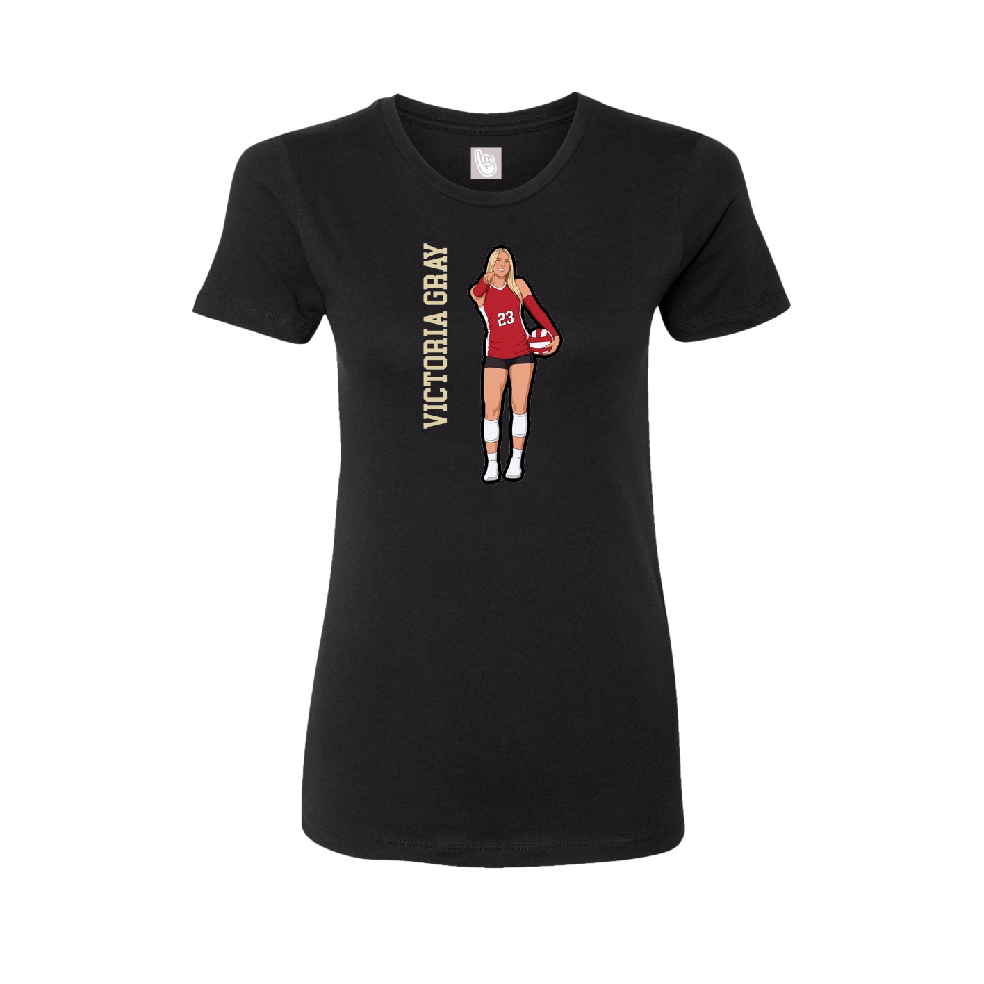 Fitted Women's Tee — Name Vertical in Black