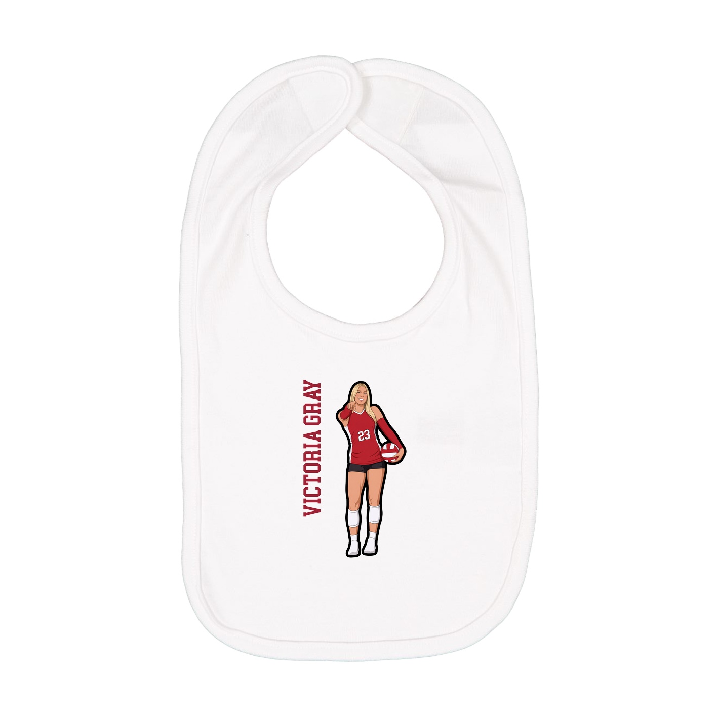 Infant Bib — Name Vertical in White
