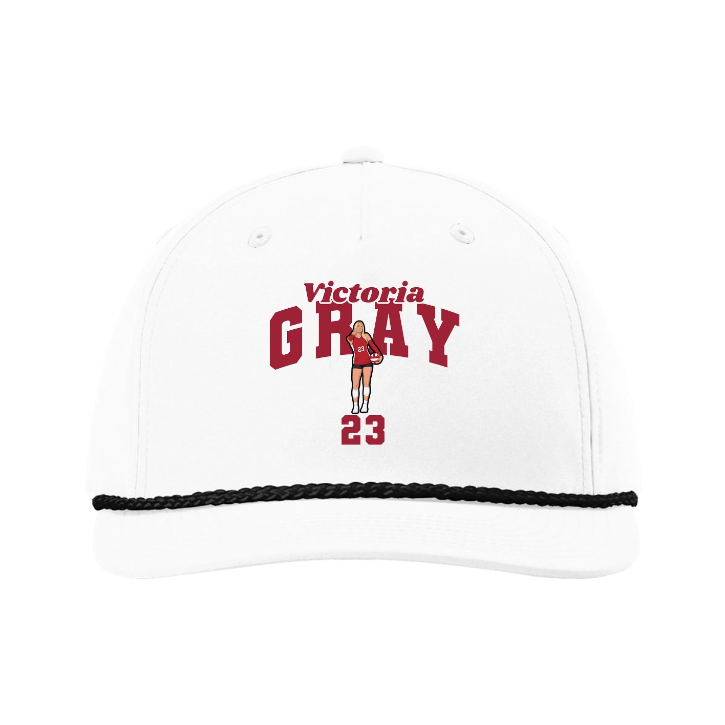 Five-Panel Classic Rope Cap — Signature Arch in White