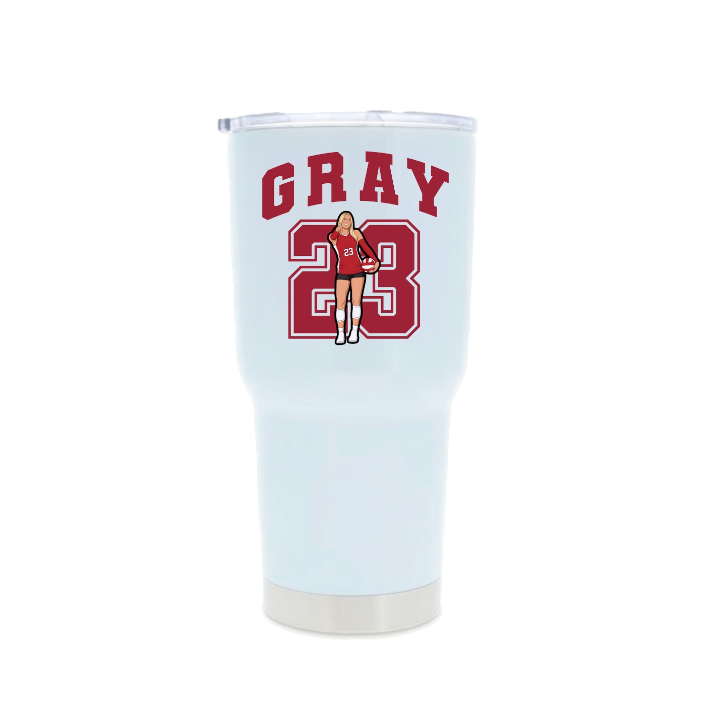 30oz Stainless Steel Tumbler — Number in White