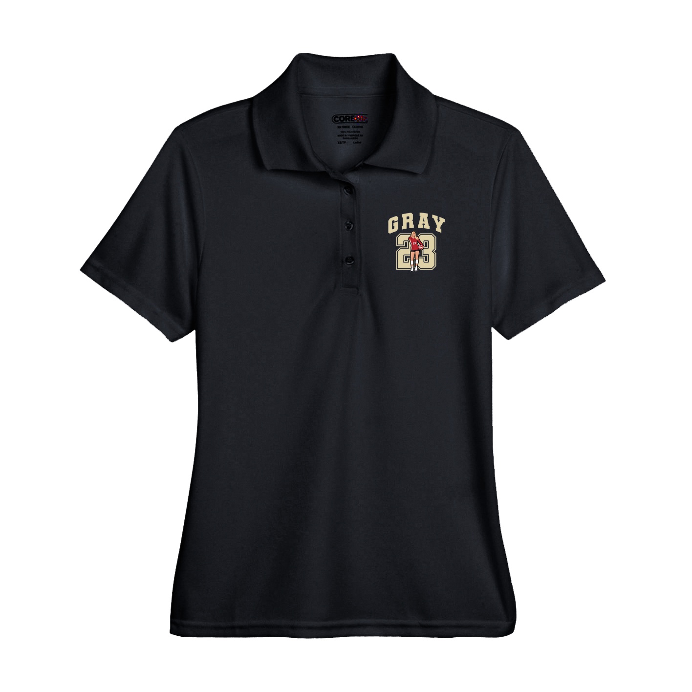 Performance Polo — Number in Black