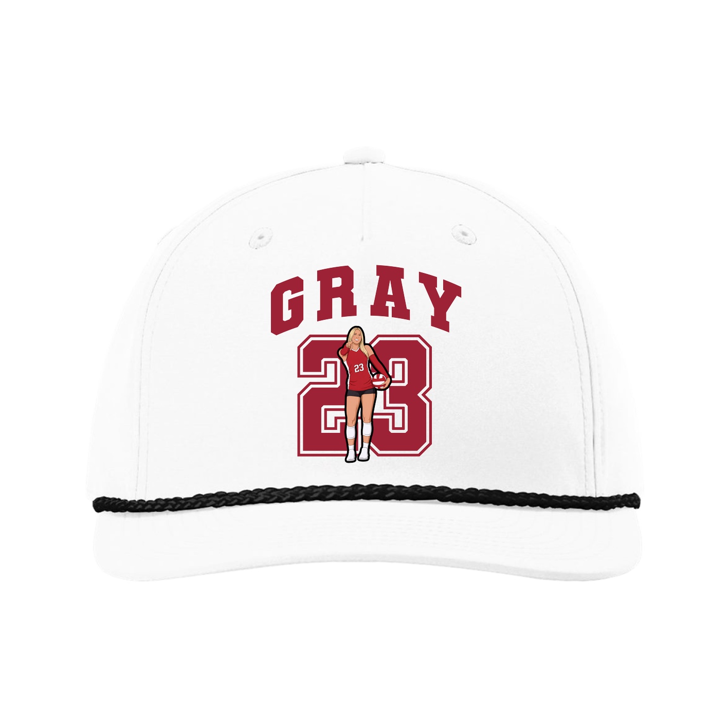 Five-Panel Classic Rope Cap — Number in White