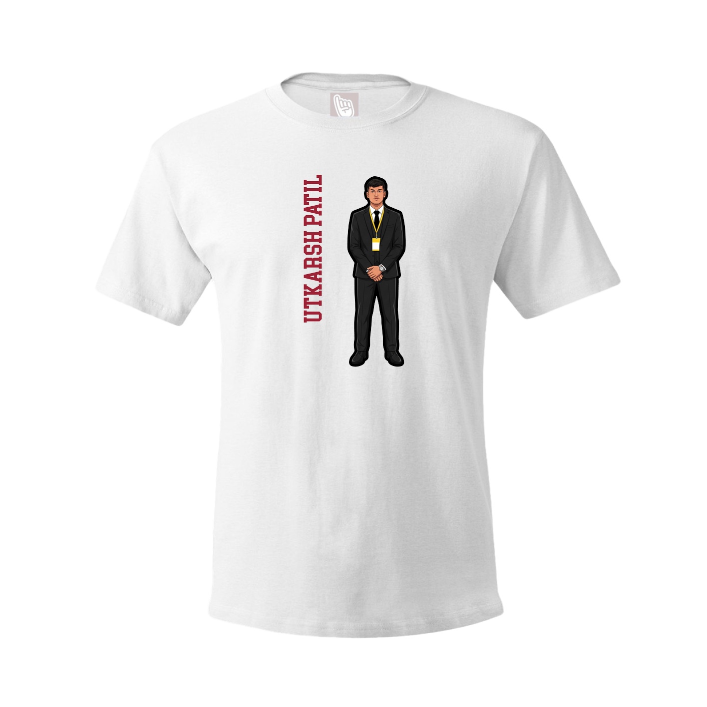Tee — Name Vertical in White
