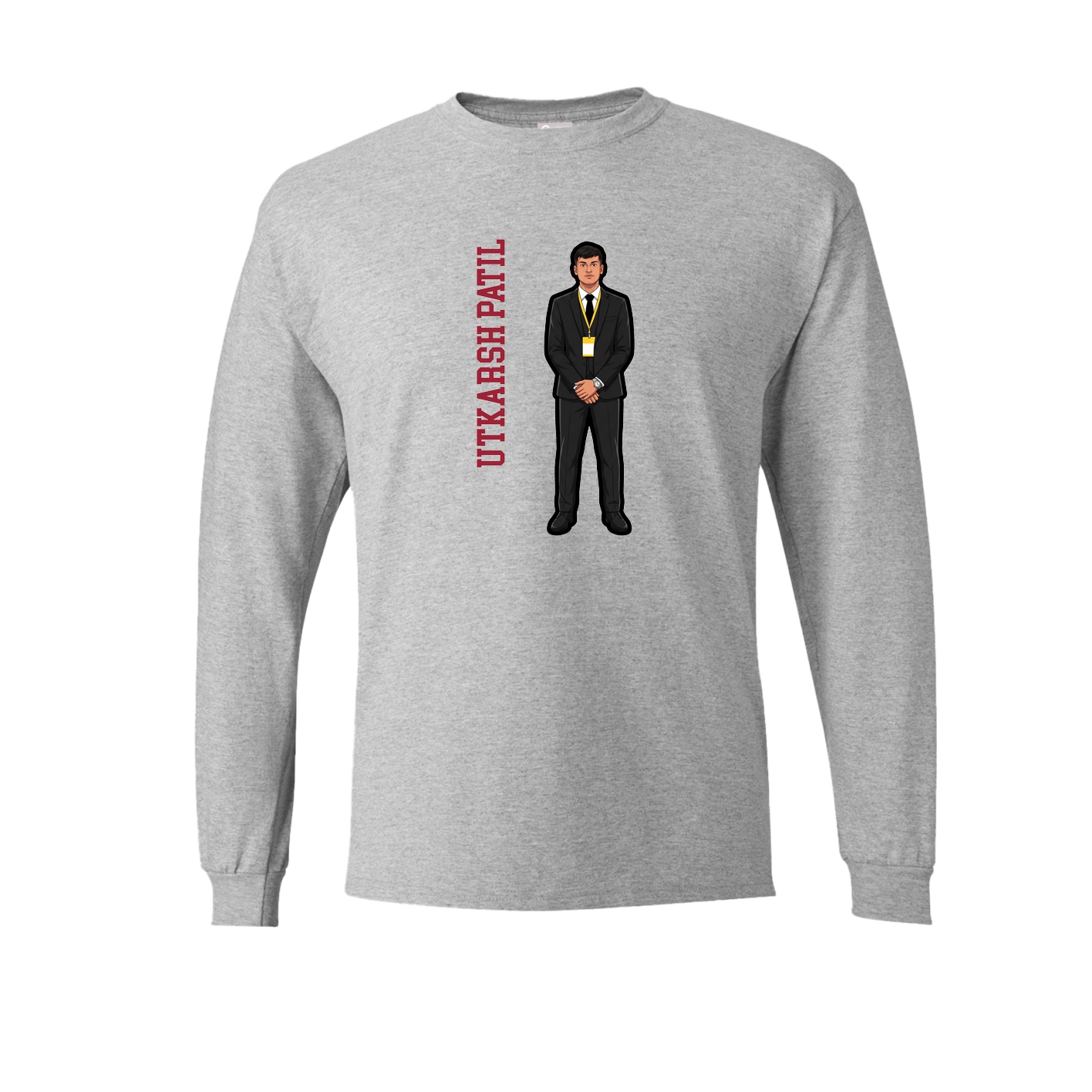 Long Sleeve Tee — Name Vertical in Grey