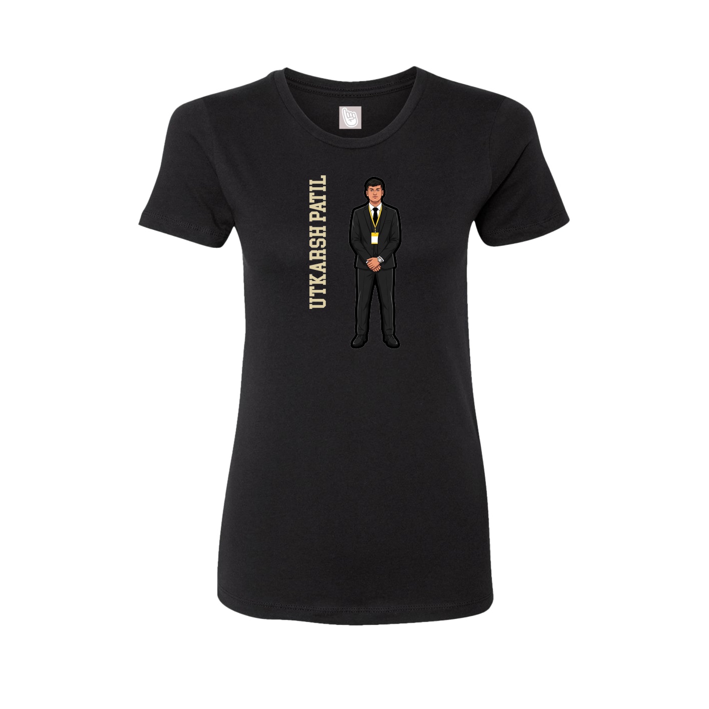 Womens Tee — Name Vertical in Black