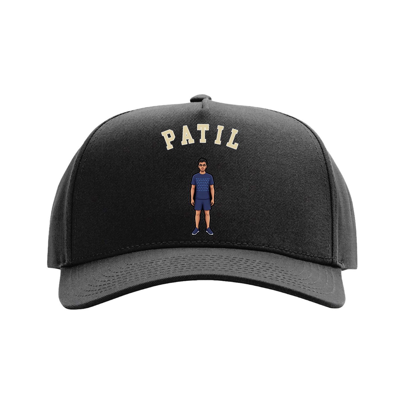 Full Fabric Five-Panel Champ Cap — Shirsey Arch in Black
