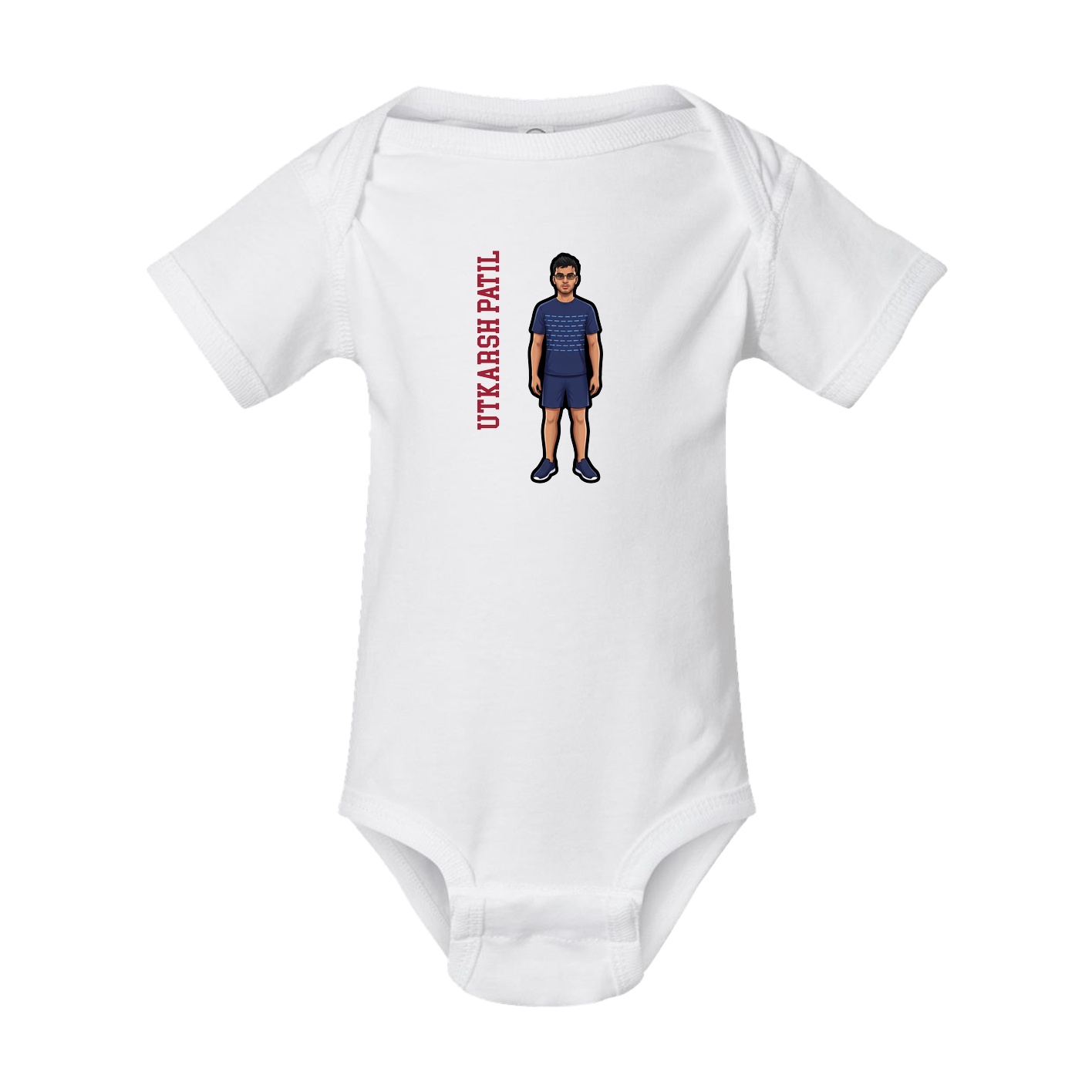 Baby Onesie — Name Vertical in White