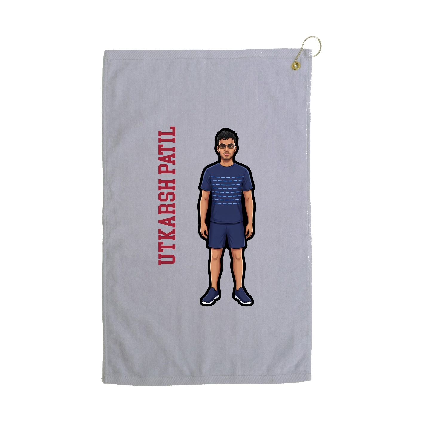 Golf Towel — Name Vertical in Grey