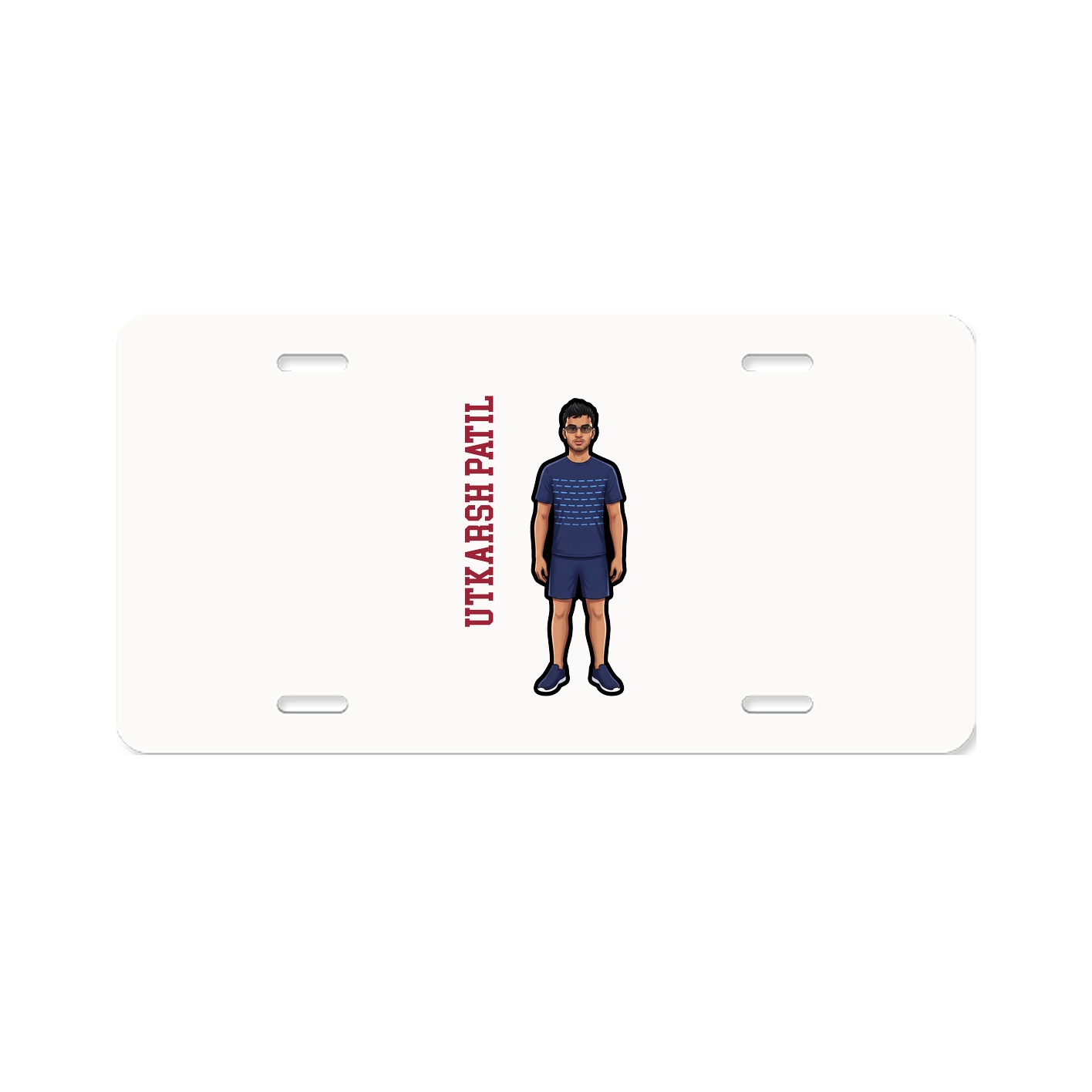 License Plate — Name Vertical in Classic