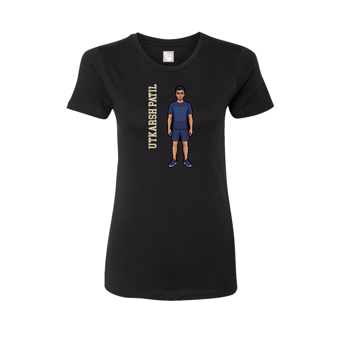 Fitted Women's Tee — Name Vertical in Black