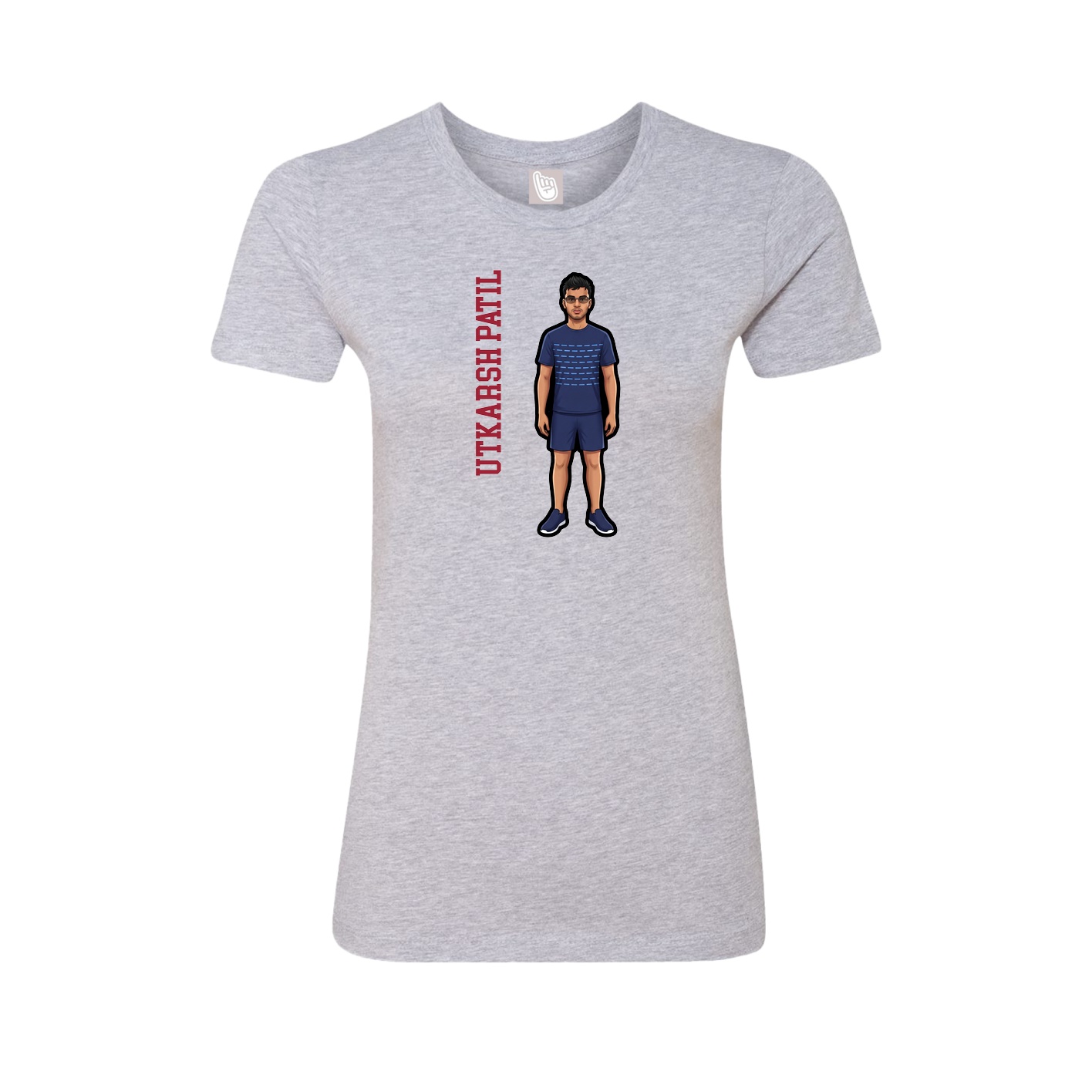 Womens Tee — Name Vertical in Grey