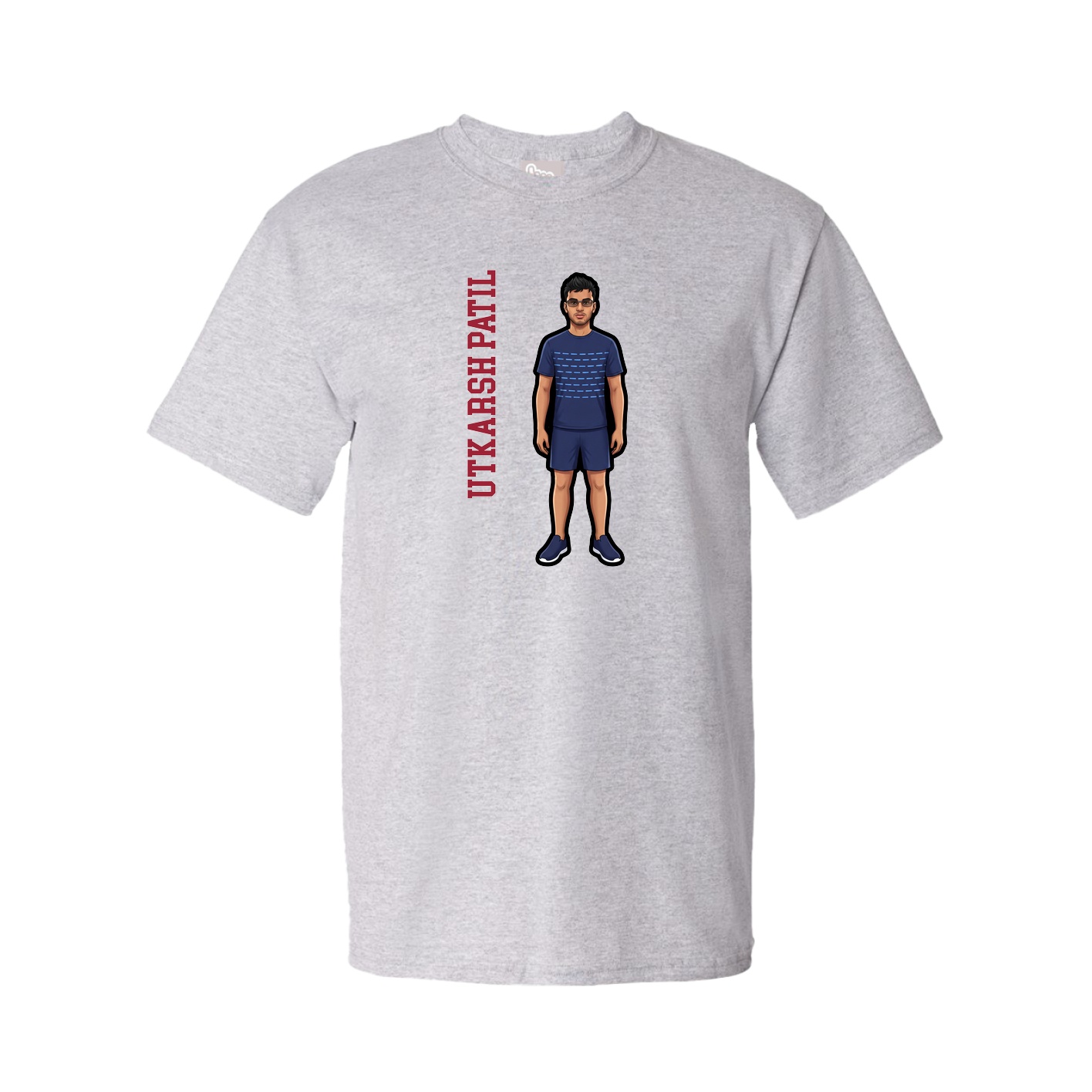 Youth Tee — Name Vertical in Grey