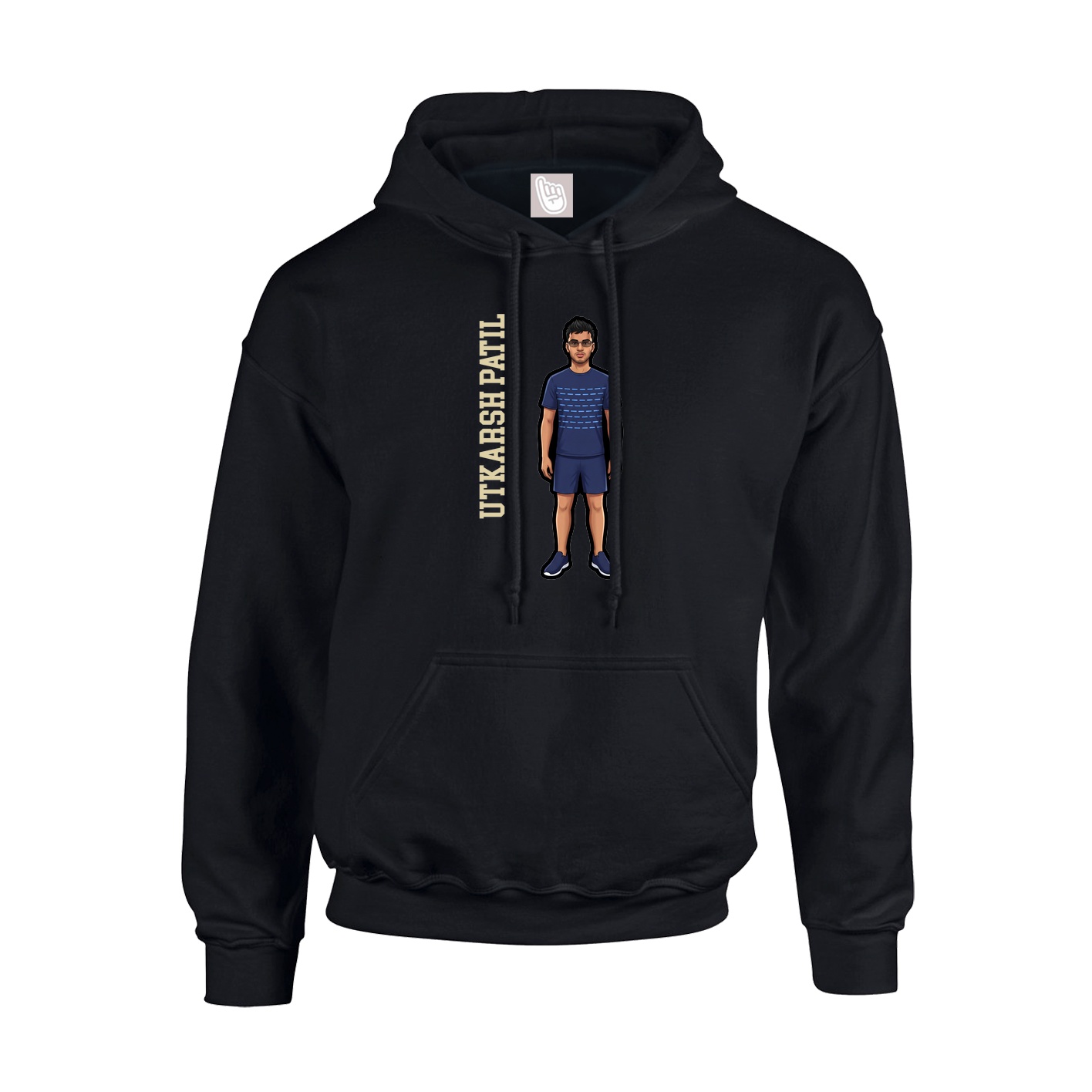 Youth Hoodie — Name Vertical in Black