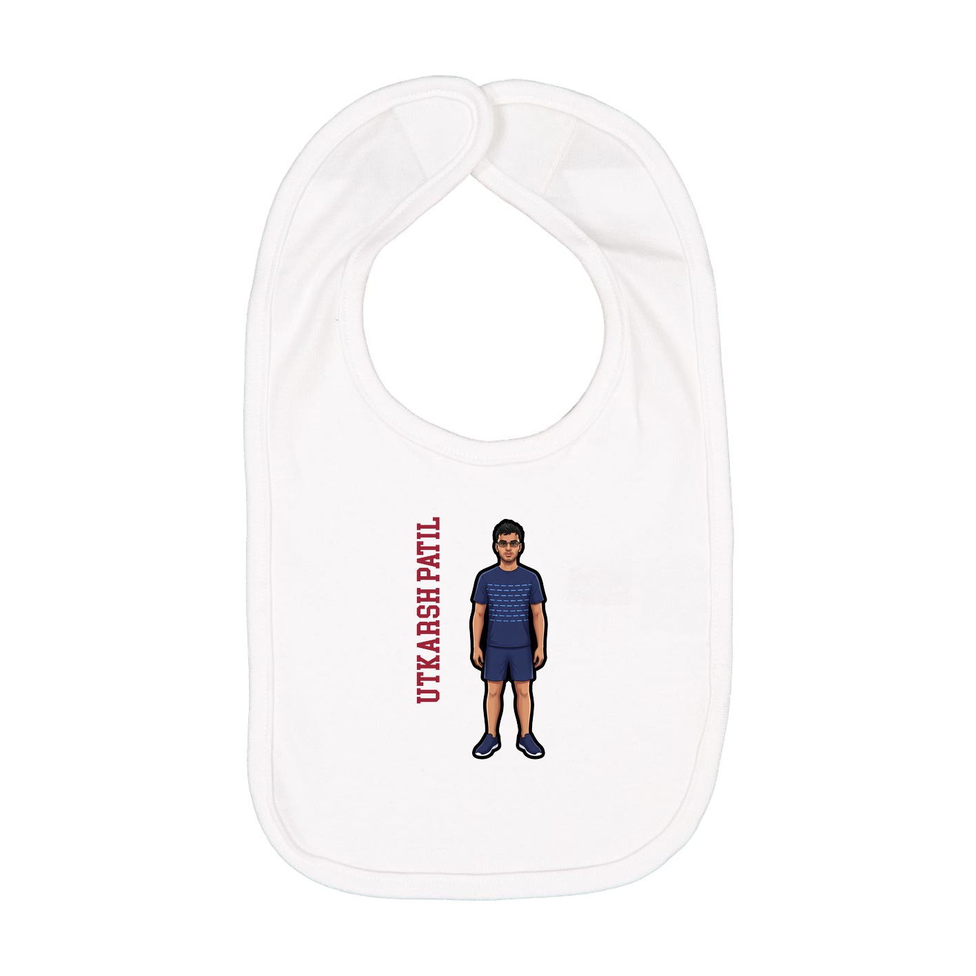 Infant Bib — Name Vertical in White