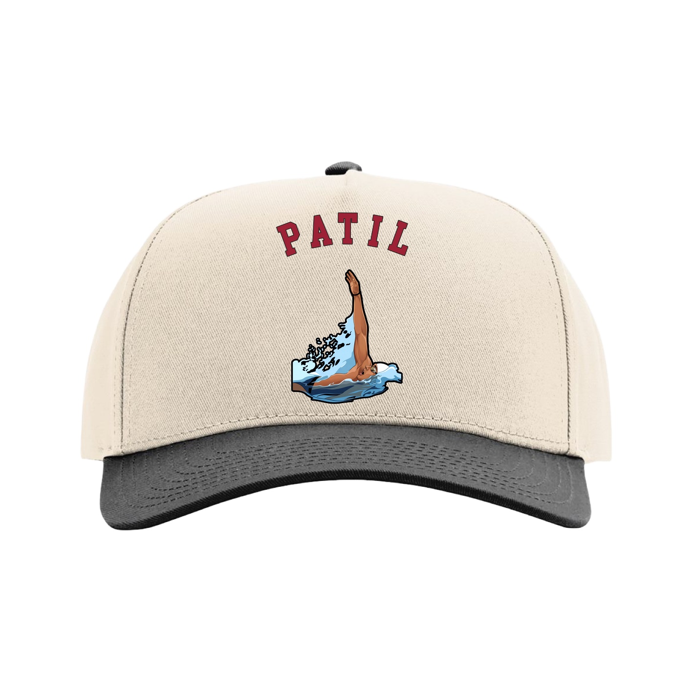 Full Fabric Five-Panel Champ Cap — Shirsey Arch in Cream/Black