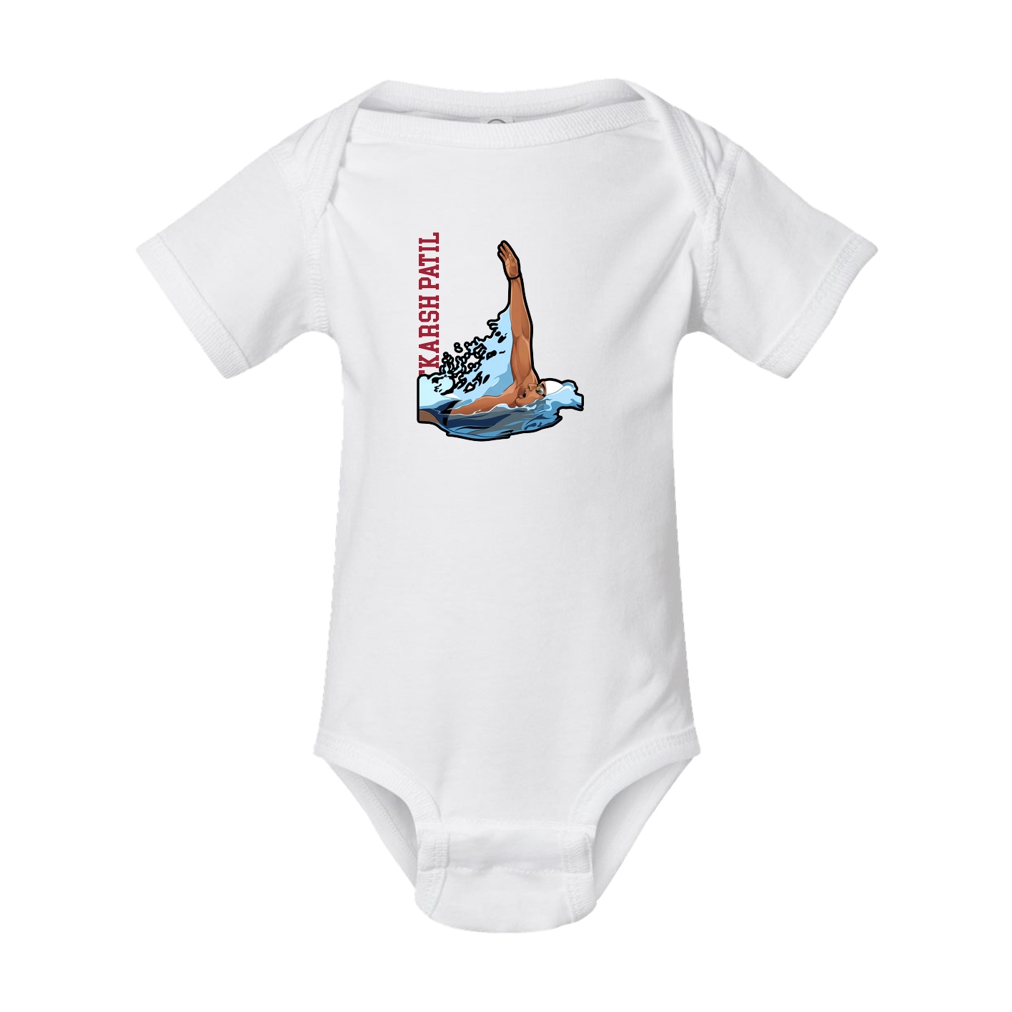 Baby Onesie — Name Vertical in White