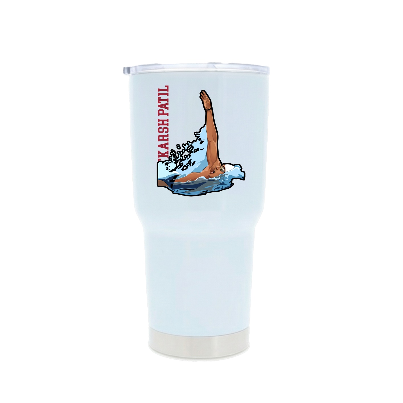 30oz Stainless Steel Tumbler — Name Vertical in White