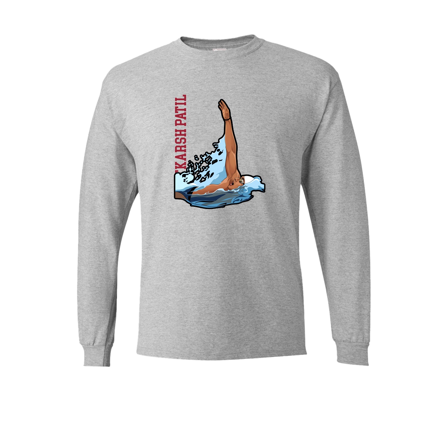Long Sleeve Tee — Name Vertical in Grey