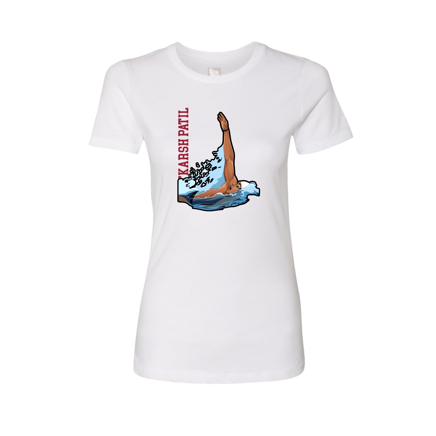 Fitted Women's Tee — Name Vertical in White