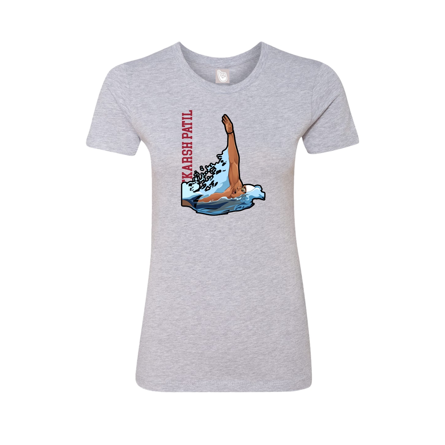 Womens Tee — Name Vertical in Grey