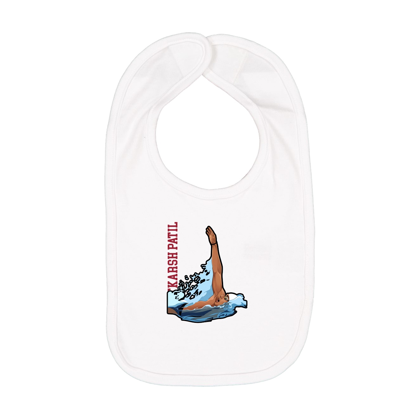 Infant Bib — Name Vertical in White