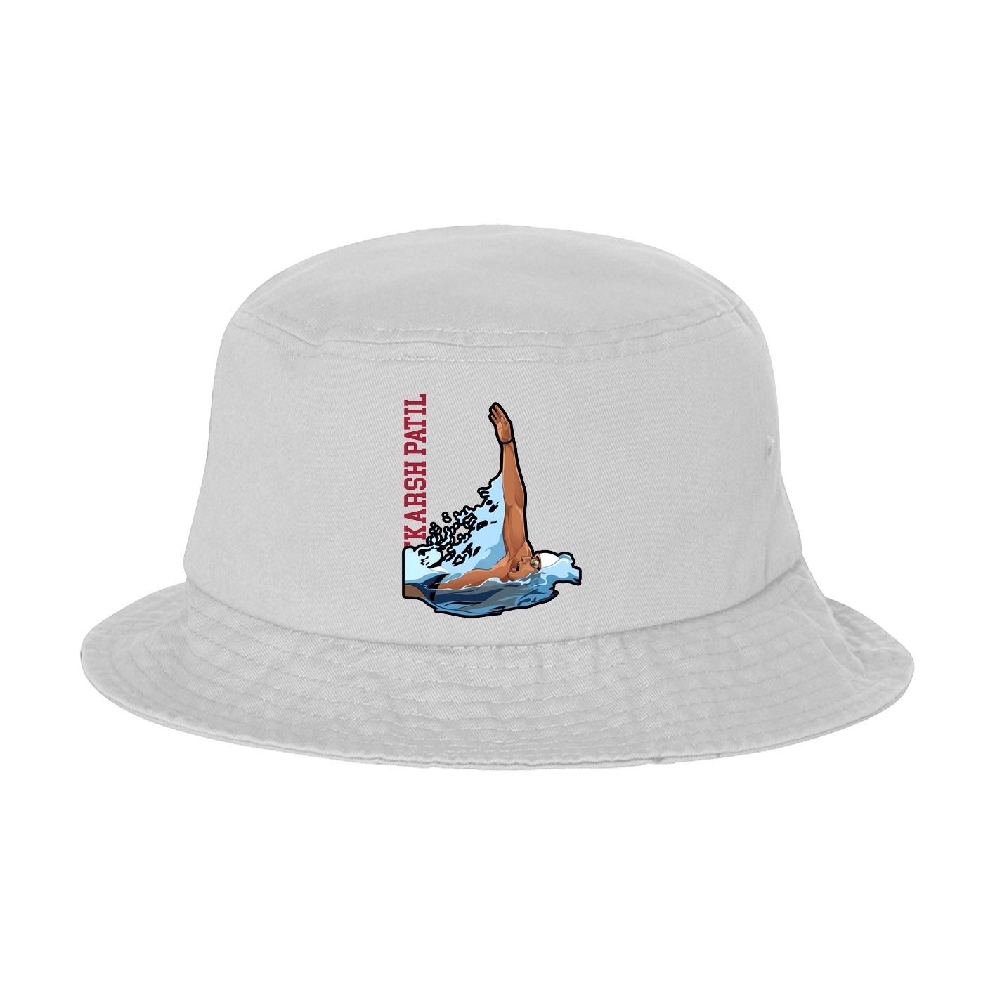 Bucket Cap — Name Vertical in White