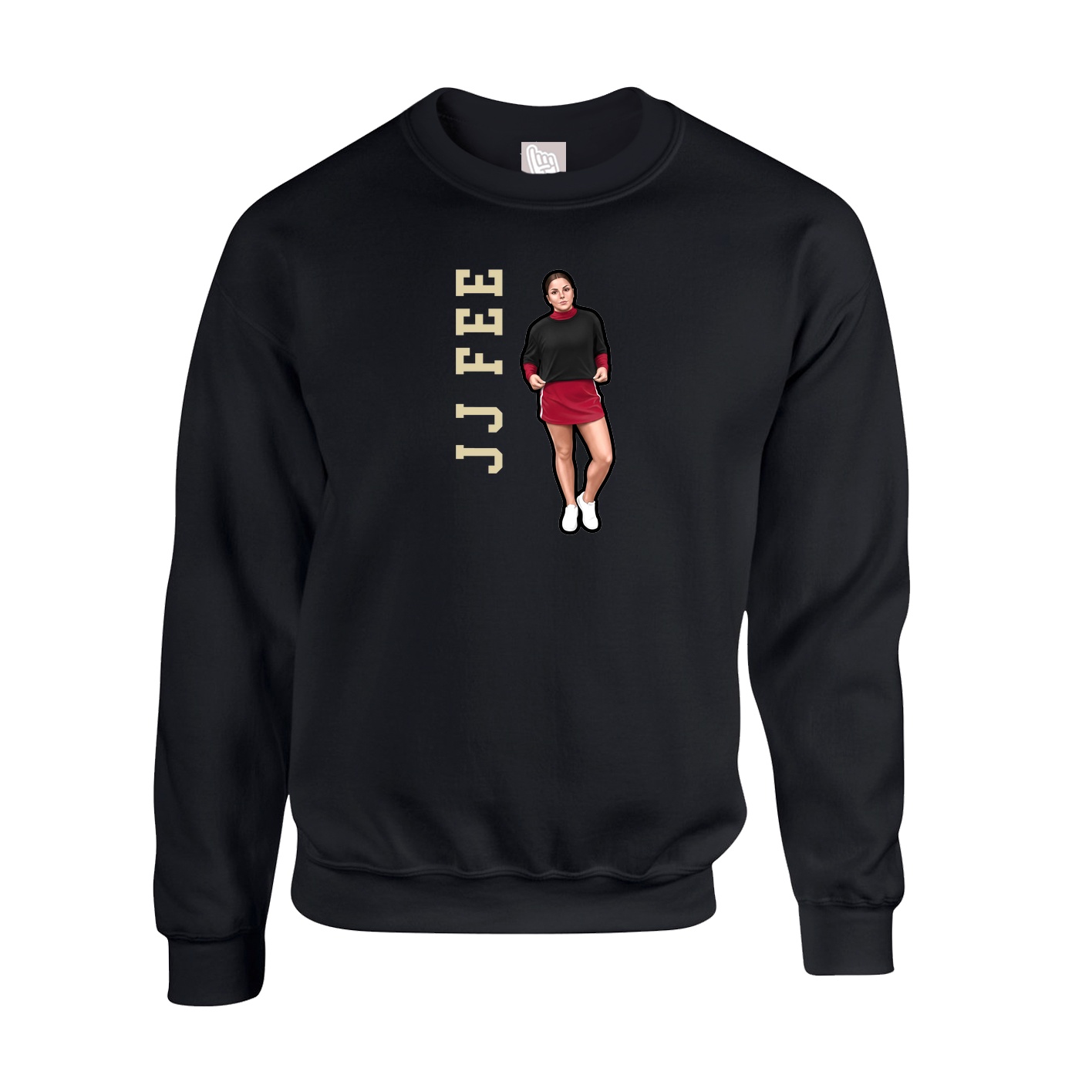 Fleece Crew — Name Vertical in Black
