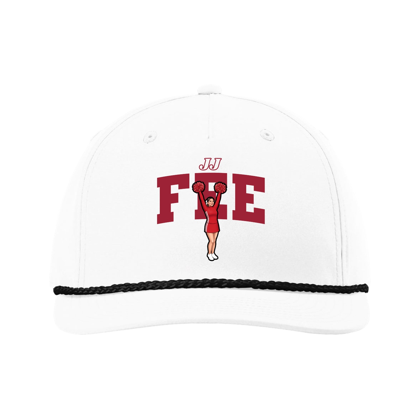 Five-Panel Classic Rope Cap — Name Arch in White