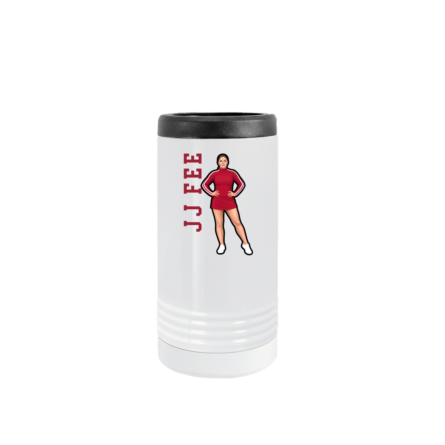 Slim Beverage Holder — Name Vertical in White