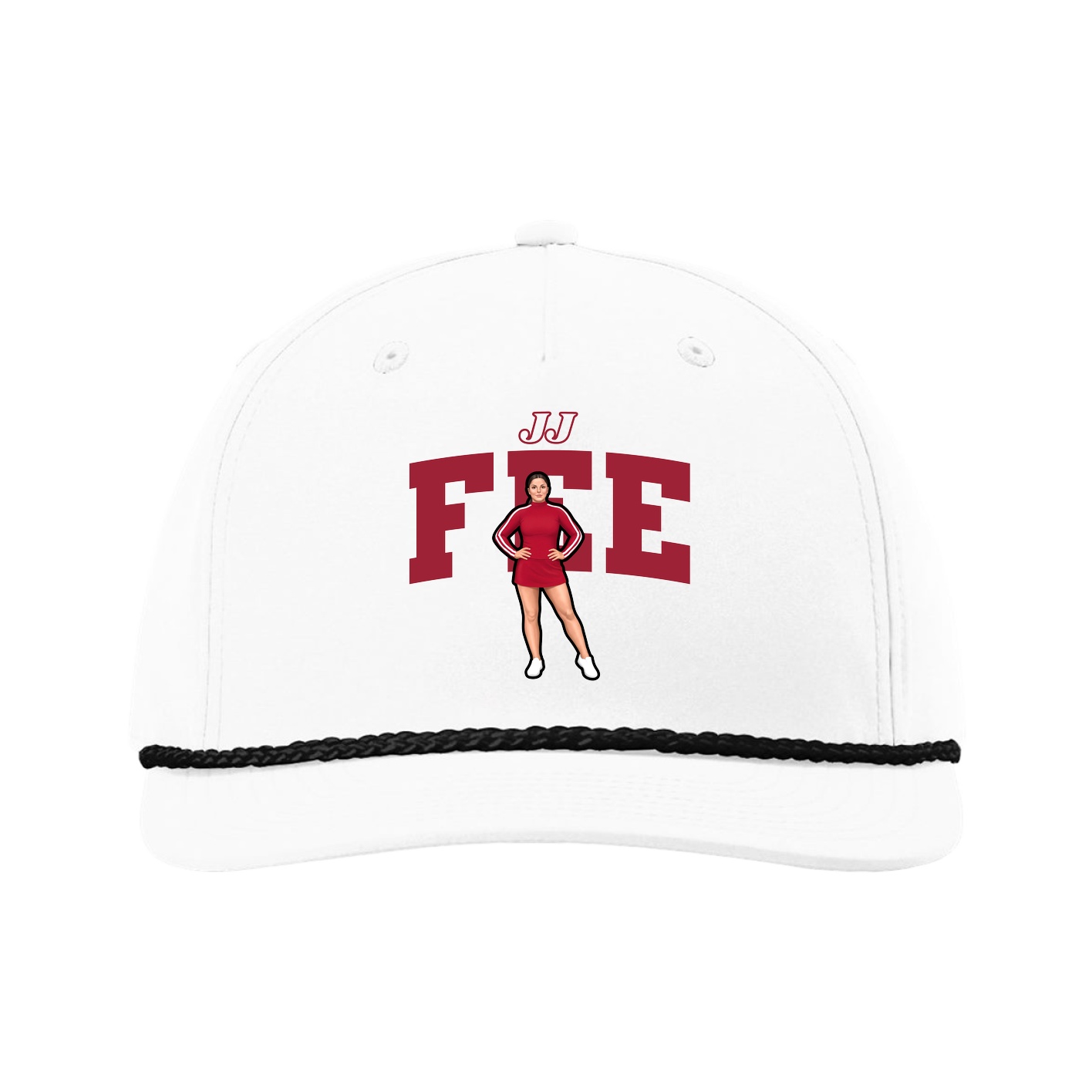 Five-Panel Classic Rope Cap — Name Arch in White