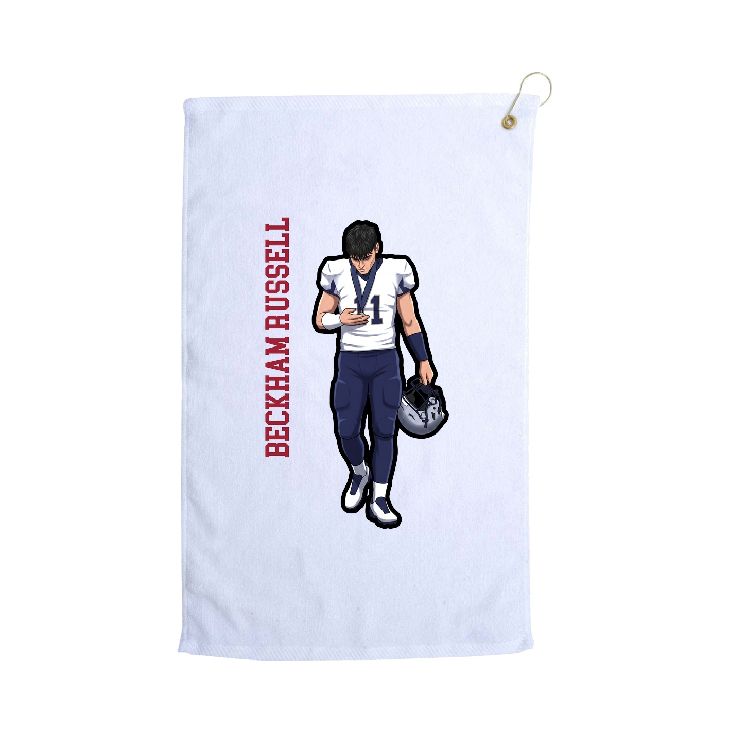 Golf Towel — Name Vertical in White