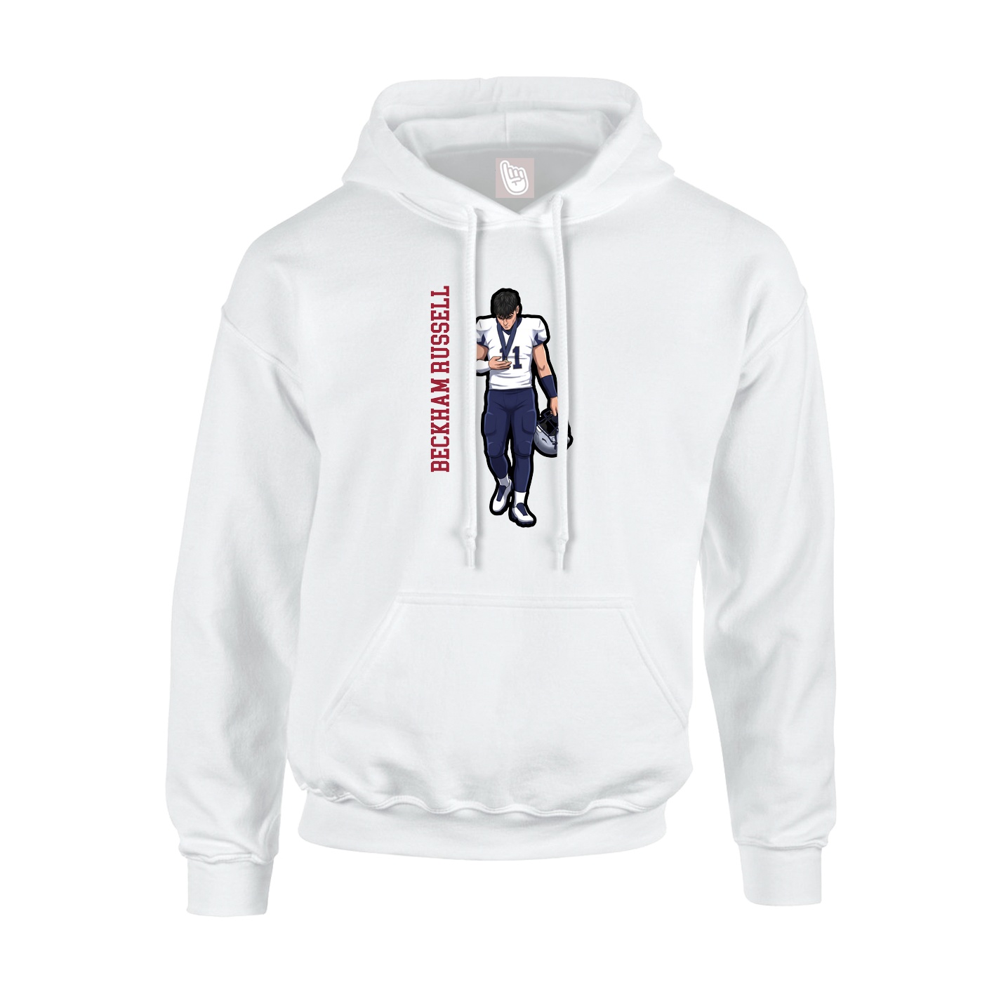Youth Hoodie — Name Vertical in White
