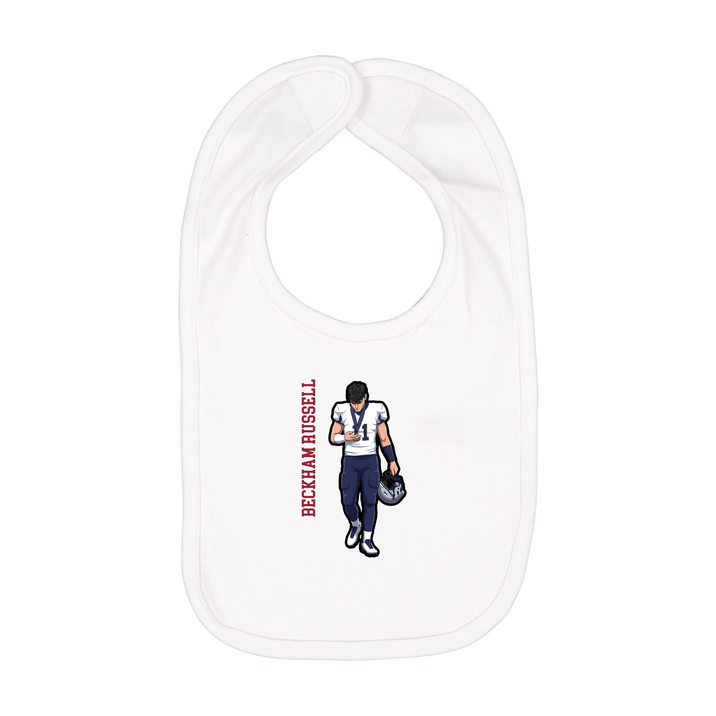 Infant Bib — Name Vertical in White