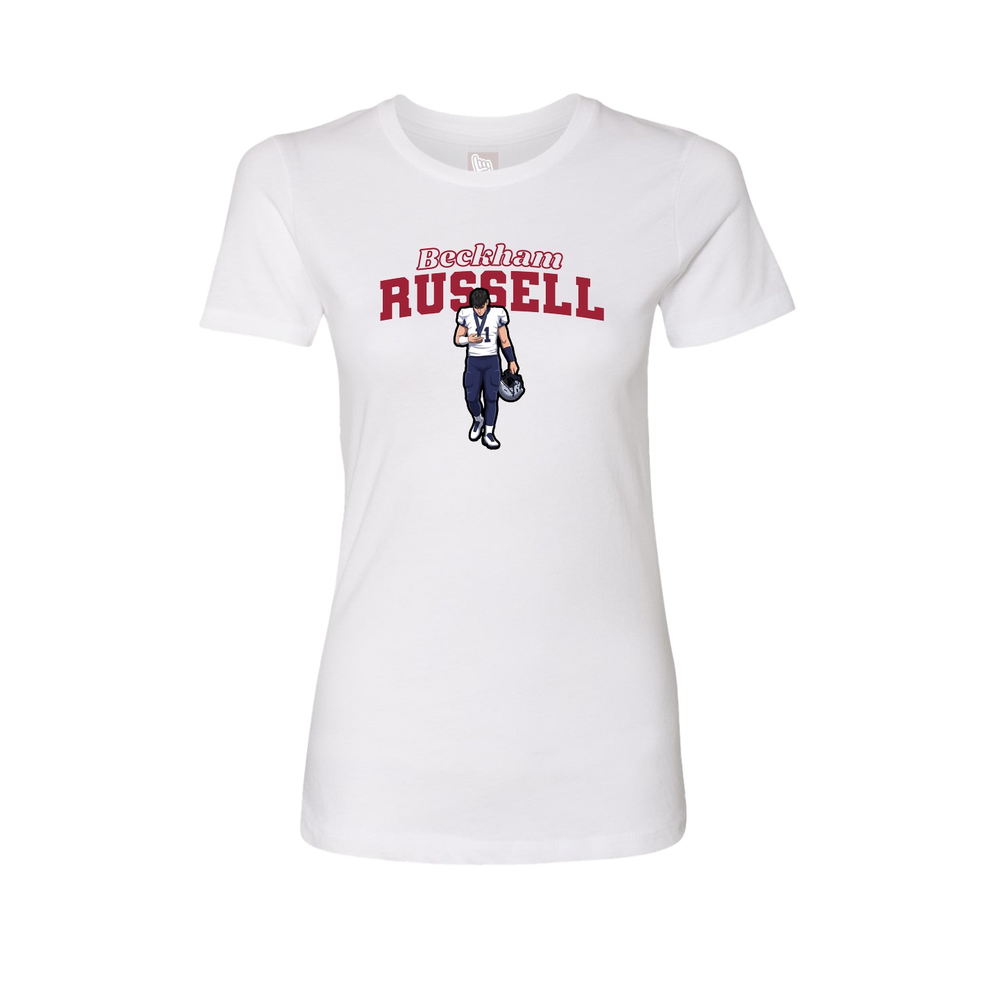 Fitted Women's Tee — Name Arch in White