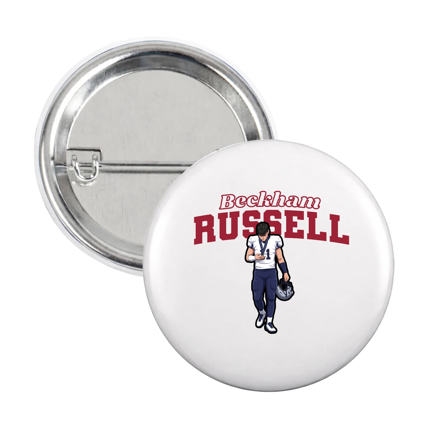 Game Day Button — Name Arch in White